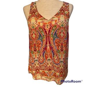 ELLIE KAI TOP BLOUSE SLEEVELESS TANK V-NECK GREEN BLUE PINK ORANGE BOHO Size 8